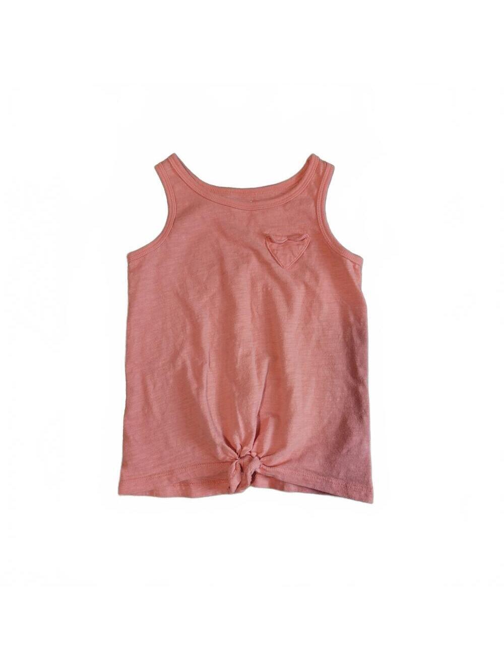 Carter's Girls Front Knot Heart Chest Pocket Pink Tank Top Girls Size 5